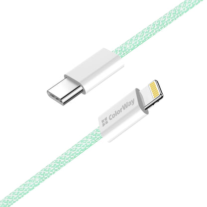 Cabo de Dados e Carregamento USB-C - Lightning ColorWay CW-CBPDCL061, 27W, 1m, Verde