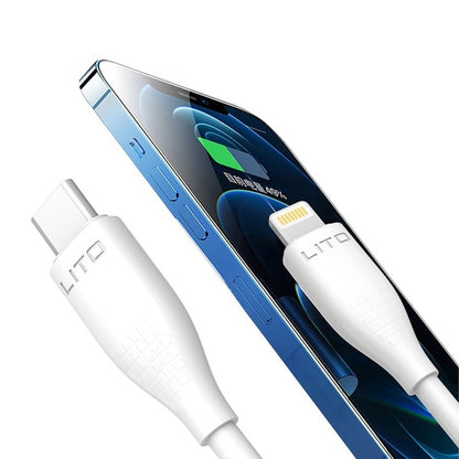 Cabo de Dados e Carregamento USB-C - Lightning Lito LD03, 27W, 1m, Branco