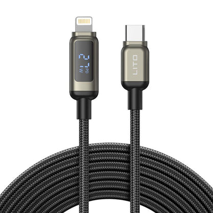Cabo de Dados e Carregamento USB-C - Lightning Lito LD15 Display, 27W, 1m, Preto