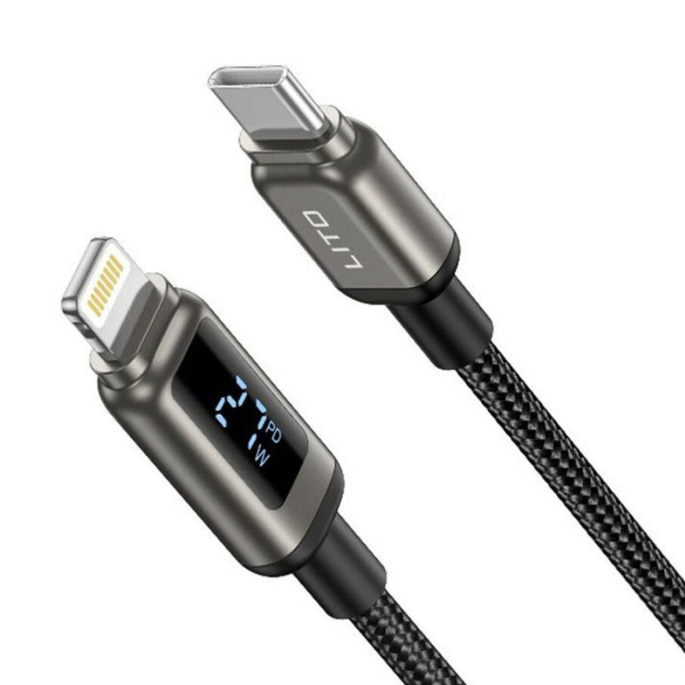 Cabo de Dados e Carregamento USB-C - Lightning Lito LD15 Display, 27W, 1m, Preto