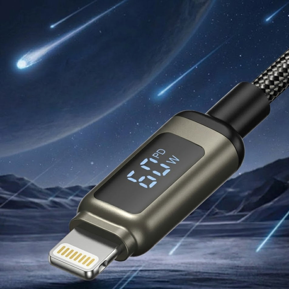 Cabo de Dados e Carregamento USB-C - Lightning Lito LD15 Display, 27W, 1m, Preto