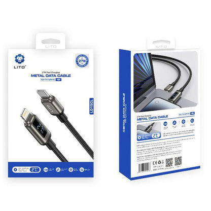 Cabo de Dados e Carregamento USB-C - Lightning Lito LD15 Display, 27W, 1m, Preto