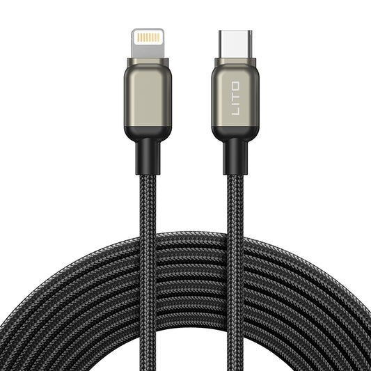 Cabo de Dados e Carregamento USB-C - Lightning Lito LD17, 20W, 1m, Preto