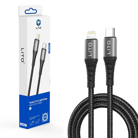 Cabo de Dados e Carregamento USB-C - Lightning Lito LD22CL, 27W, 2m, Preto
