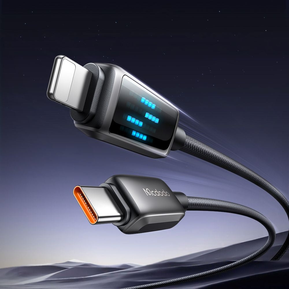 Cabo de Dados e Carregamento USB-C - Lightning McDodo CA-2630 Display, 36W, 1.2m, Preto
