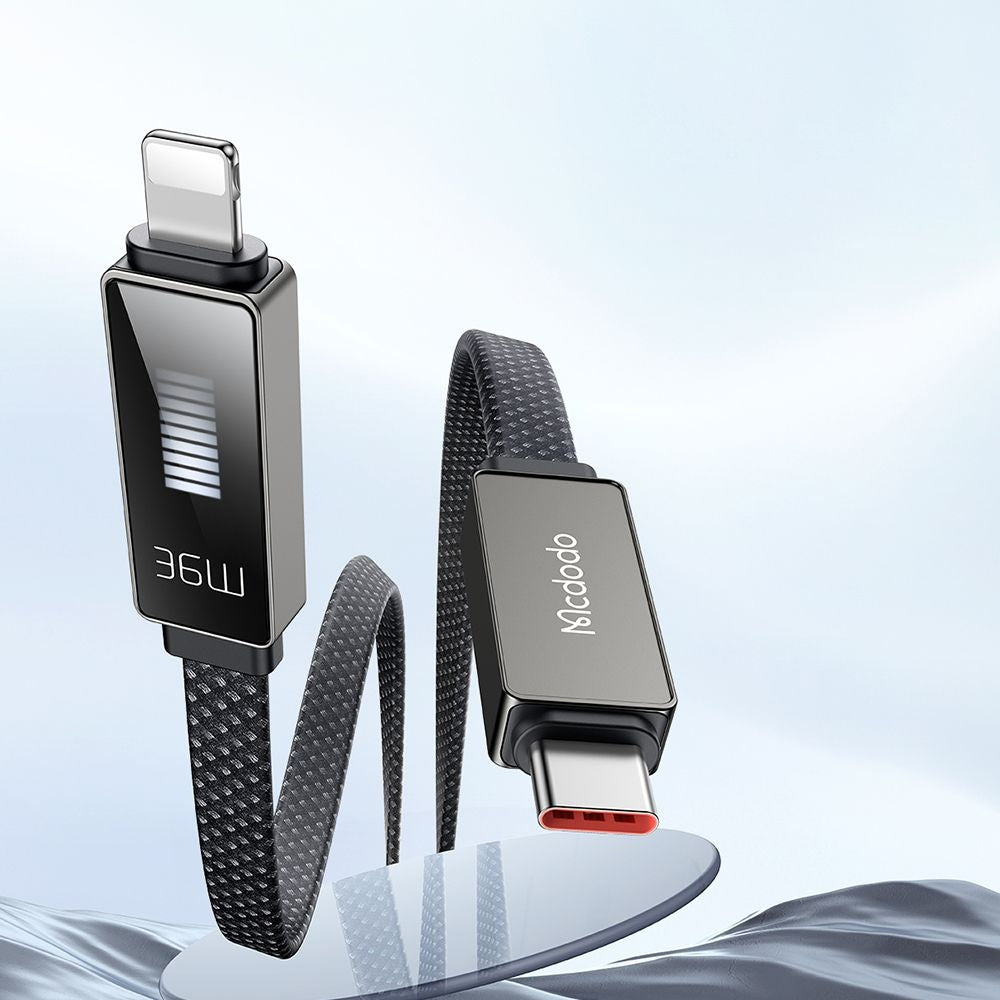 Cabo de Dados e Carregamento USB-C - Lightning McDodo CA-4960 Rythm Display, 36W, 1.2m, Preto