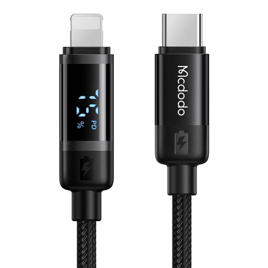 Cabo de Dados e Carregamento USB-C - Lightning McDodo CA-5210 Bat Display, 36W, 1.2m, Preto