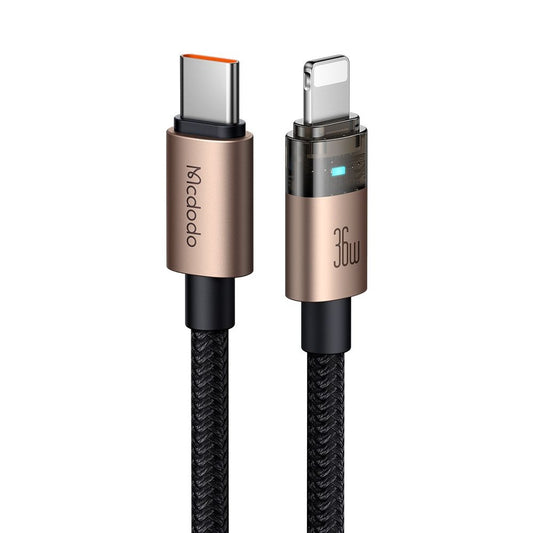 Cabo de Dados e Carregamento USB-C - Lightning McDodo CA-6941, 36W, 1.2m, Dourado
