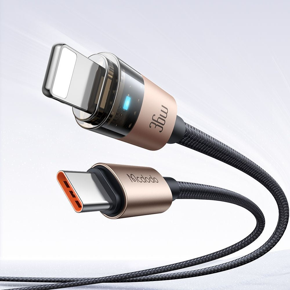 Cabo de Dados e Carregamento USB-C - Lightning McDodo CA-6941, 36W, 1.2m, Dourado