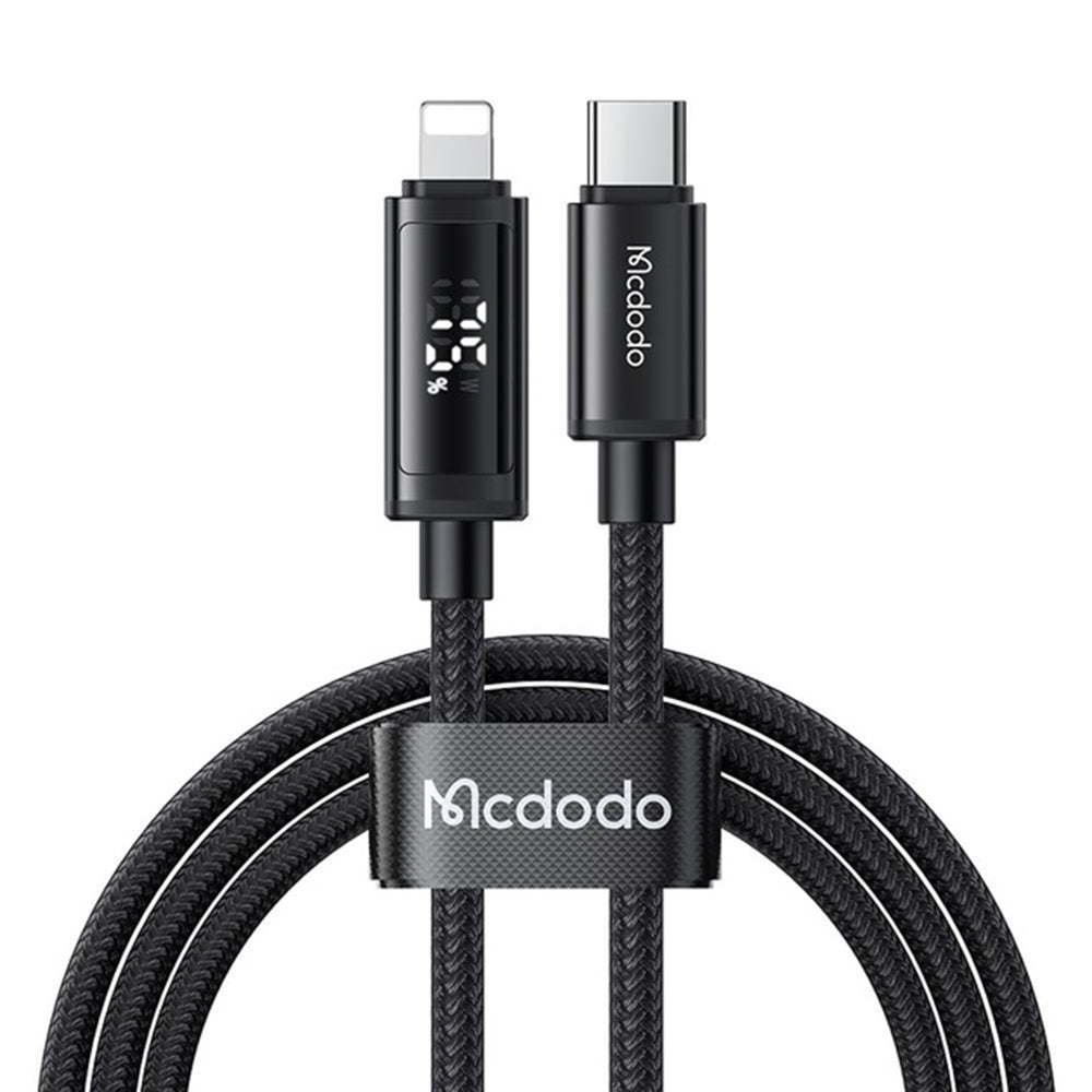 Cabo de Dados e Carregamento USB-C - Lightning McDodo CA-7990 Display, 36W, 1.2m, Preto