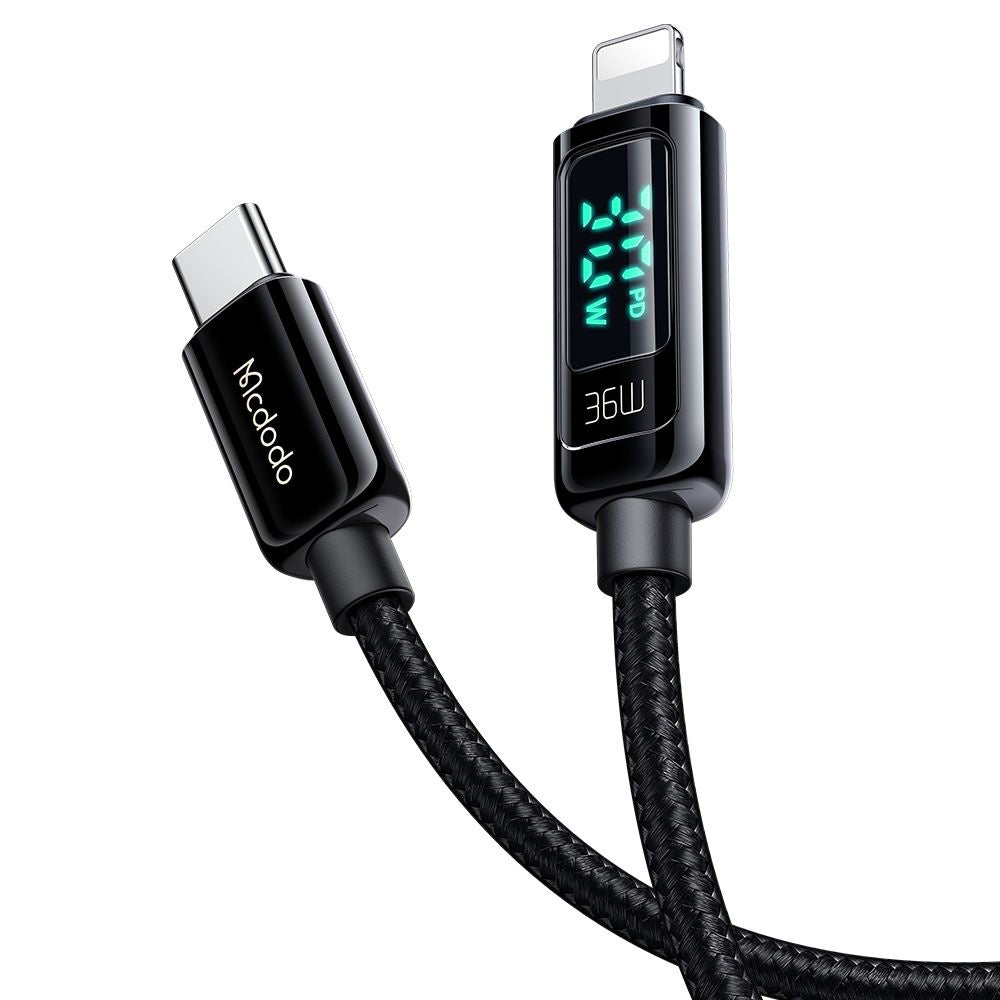 Cabo de Dados e Carregamento USB-C - Lightning McDodo CA-8810 Display, 36W, 1.2m, Preto
