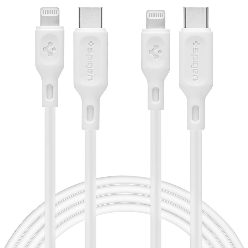USB-C to Lightning Spigen Durasync Data and Charging Cable, 20W, 1m, White, Set of 2 Pieces