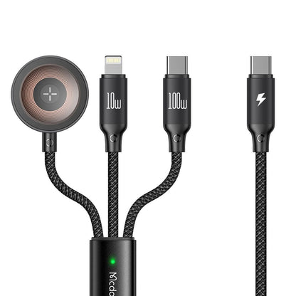 Cabo de Carregamento USB-C - Lightning / USB-C / QI McDodo CA-4940 O 3in1, 100W, 1.2m, Preto