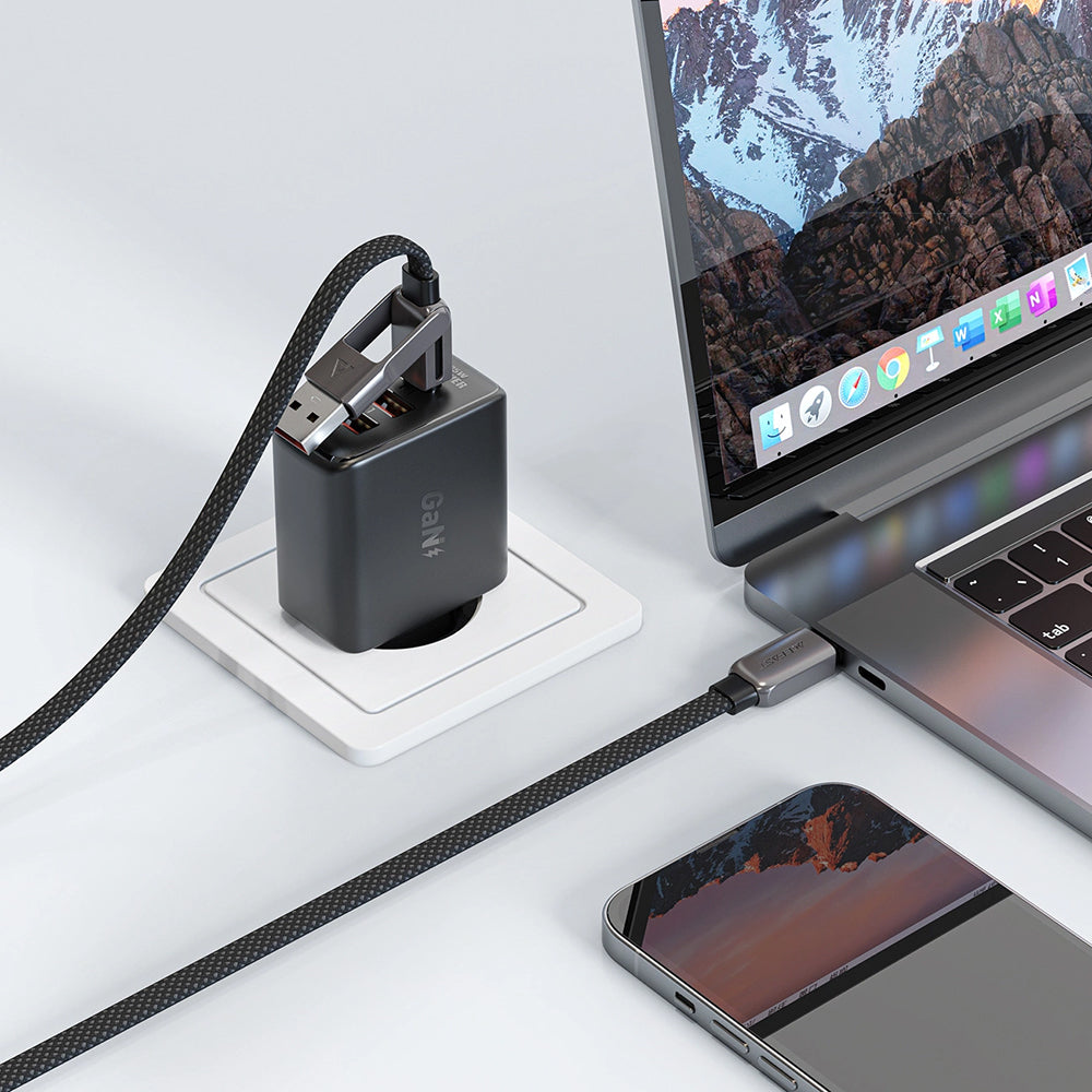 Cabo de Dados e Carregamento USB-C - USB-A / USB-C Acefast C13-04, 60W, 1.2m, Preto