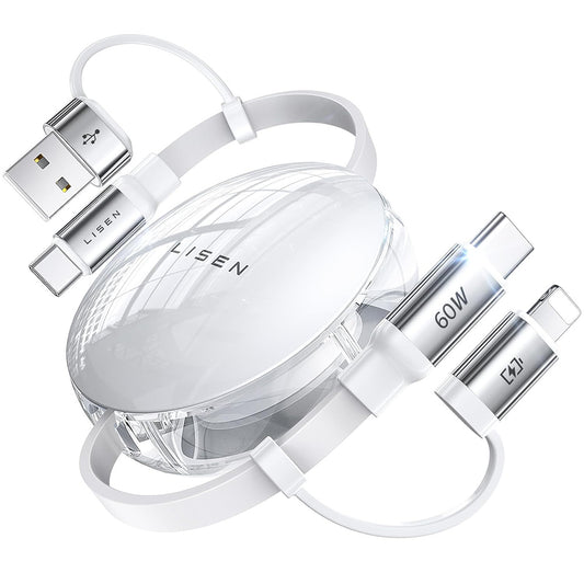 Cabo de Dados e Carregamento USB-C / USB-A - USB-C / Lightning Lisen, 60W, 1m, Branco YL0123030001