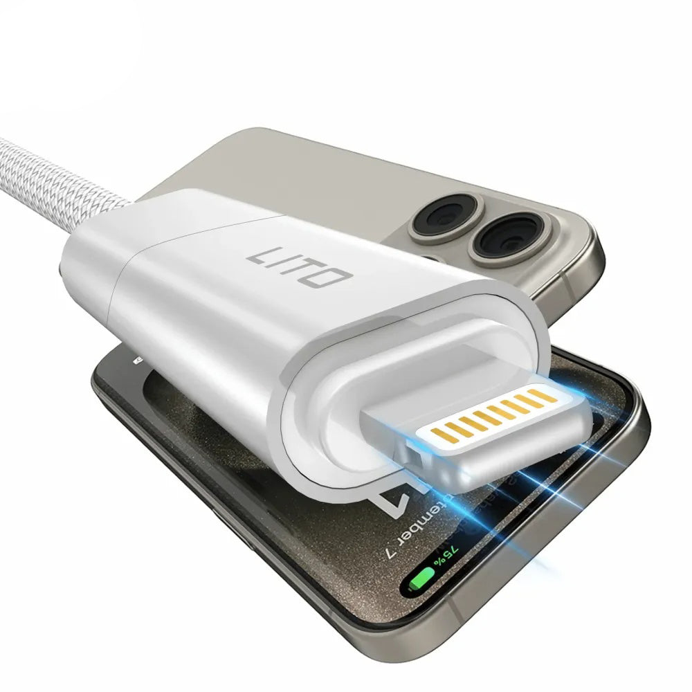 Cabo de Dados e Carregamento USB-C / USB-A - USB-C / Lightning Lito LD21, 100W, 1m, Branco