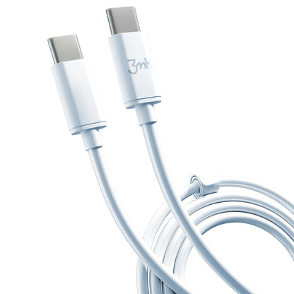 Cabo de Dados e Carregamento USB-C - USB-C 3MK Hyper, 100W, 2m, Branco