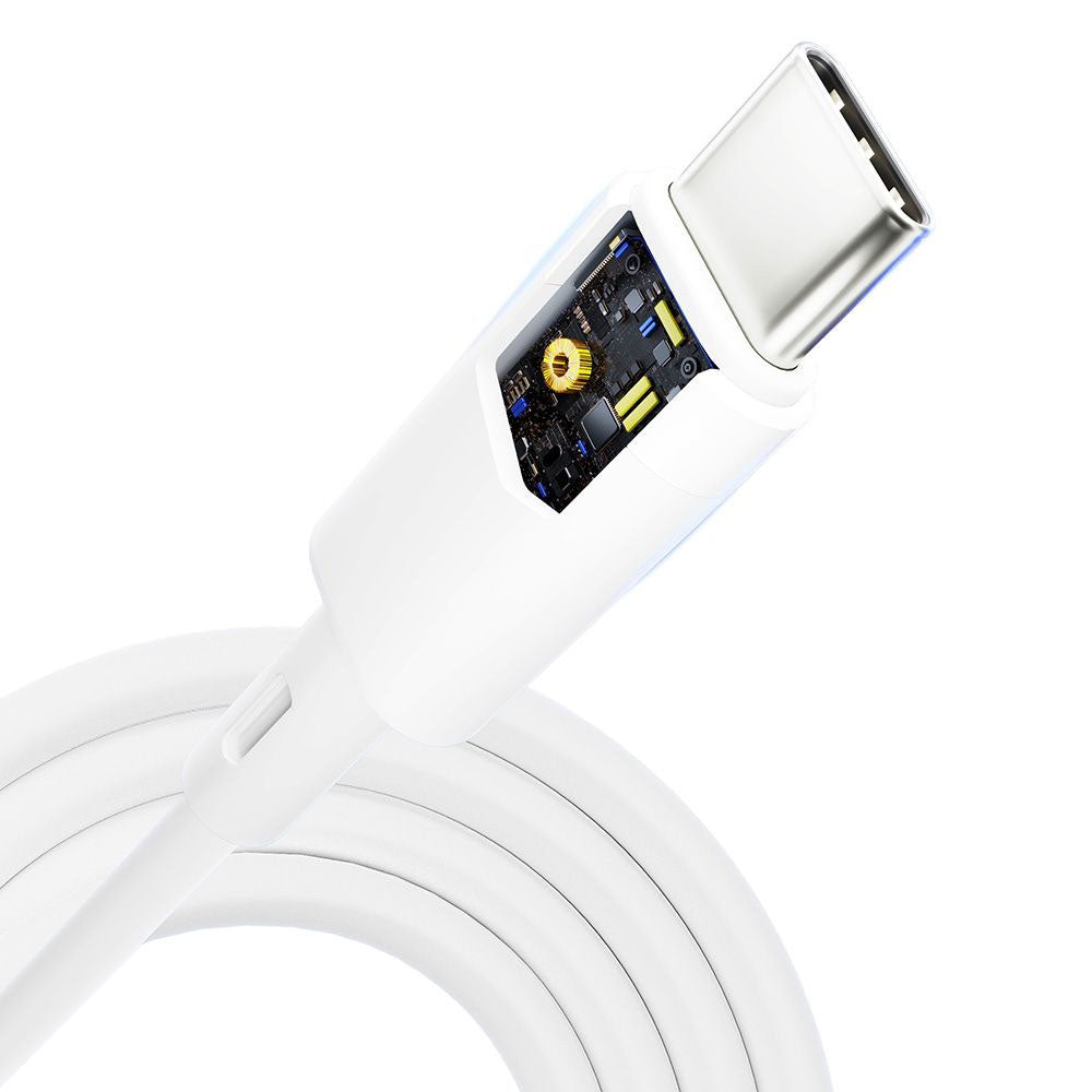 Cabo de Dados e Carregamento USB-C - USB-C 3MK Hyper Silicone, 60W, 1m, Branco