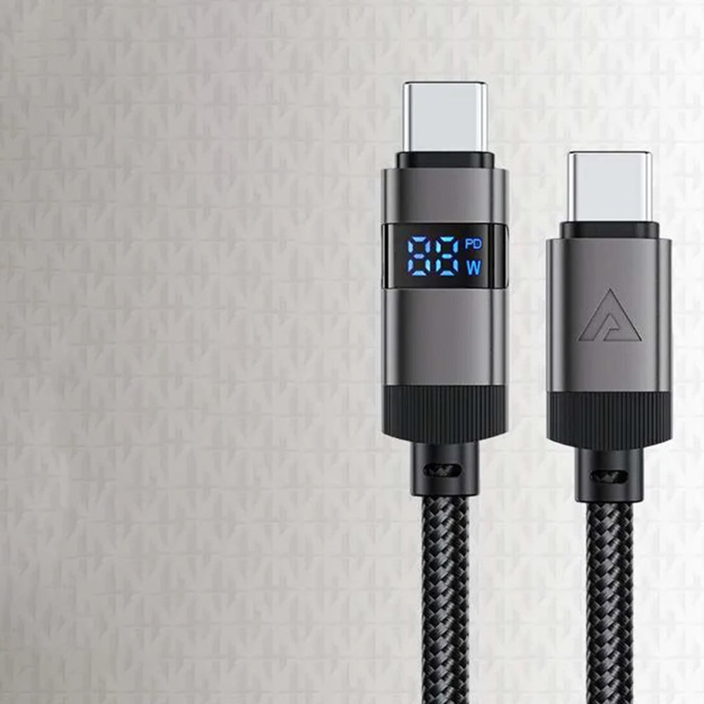 Cabo de Dados e Carregamento USB-C - USB-C Acefast C15-03 Display, 60W, 1.2m, Preto