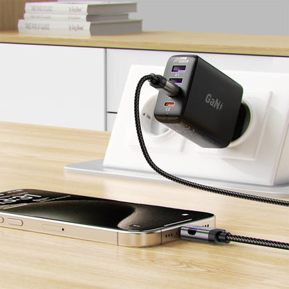 Cabo de Dados e Carregamento USB-C - USB-C Acefast C15-03 Display, 60W, 1.2m, Preto