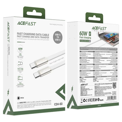 Cabo de Dados e Carregamento USB-C - USB-C Acefast C24-03, 60W, 1.2m, Branco
