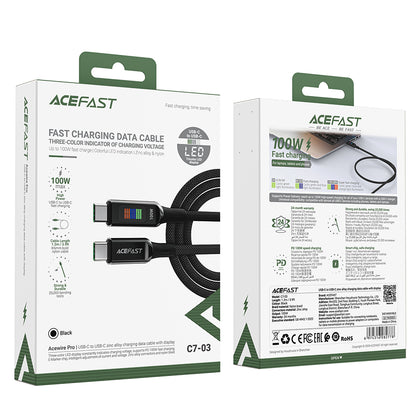 Cabo de Dados e Carregamento USB-C - USB-C Acefast C7-03, 100W, 1.2m, Preto