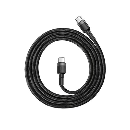 Cabo de Dados e Carregamento USB-C - USB-C Baseus Cafule, 60W, 2m, Conjunto de 3 peças, Preto S0TV002132