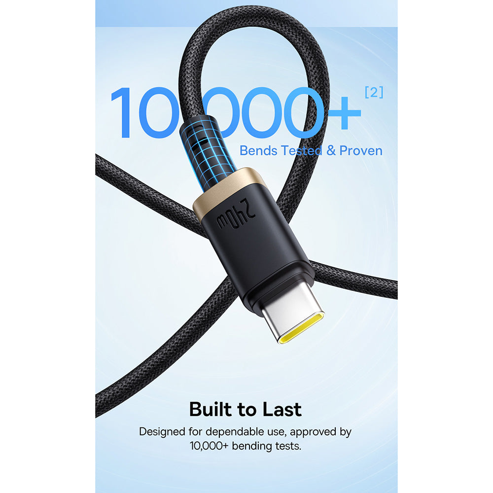 Cabo de Dados e Carregamento USB-C - USB-C Baseus Dura, 240W, 1m, Dourado Preto P10377803U03-00