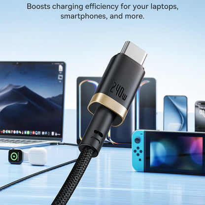 Cabo de Dados e Carregamento USB-C - USB-C Baseus Dura, 240W, 1m, Dourado Preto P10377803U03-00