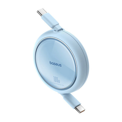 Cabo de Dados e Carregamento USB-C - USB-C Baseus Free2Draw Mini Retrátil, 100W, 1m, Azul P10364500311-00