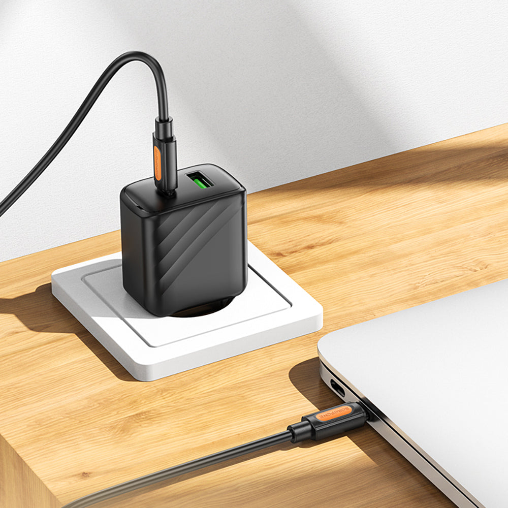 Cabo de Dados e Carregamento USB-C - USB-C Borofone BX114 Silicone, 60W, 1m, Preto