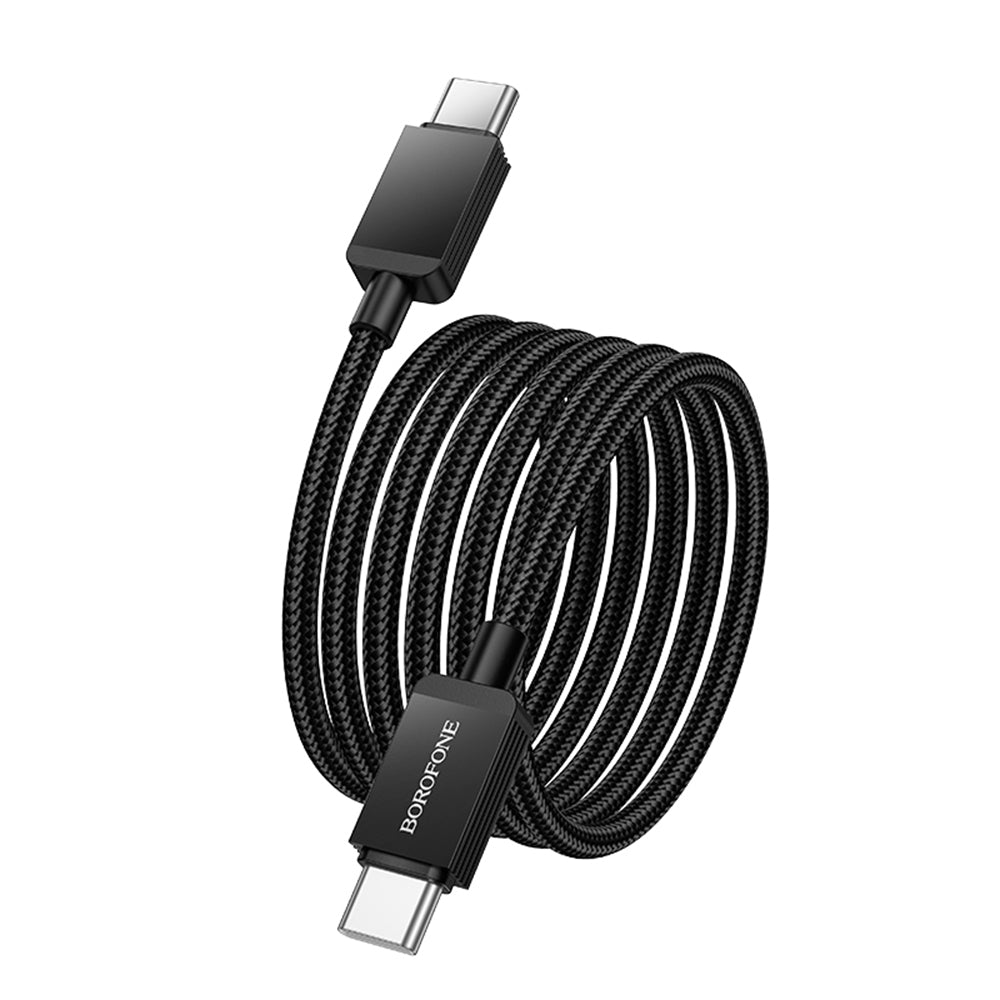 Cabo de Dados e Carregamento USB-C - USB-C Borofone BX120 Placer, 60W, 1m, Preto