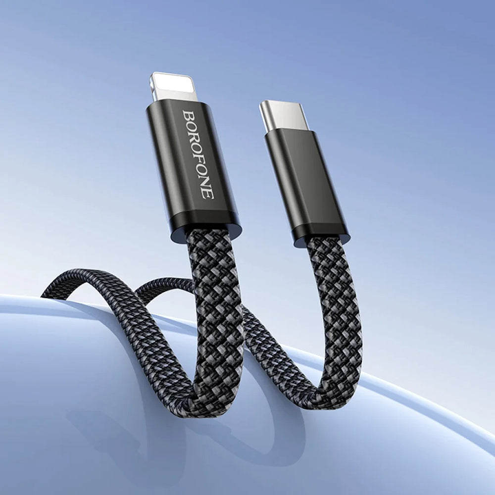 Cabo de Dados e Carregamento USB-C - USB-C Borofone BX124 Peace, 30W, 1m, Preto