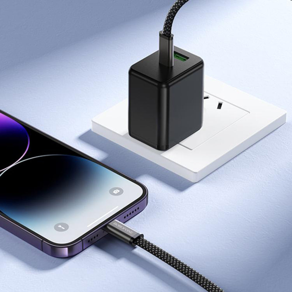 Cabo de Dados e Carregamento USB-C - USB-C Borofone BX124 Peace, 30W, 1m, Preto