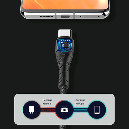 Cabo de Dados e Carregamento USB-C - USB-C ColorWay CW-CBPDCC040, 65W, 1m, Cinzento