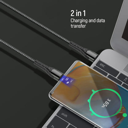 Cabo de Dados e Carregamento USB-C - USB-C ColorWay CW-CBPDCC040, 65W, 1m, Cinzento