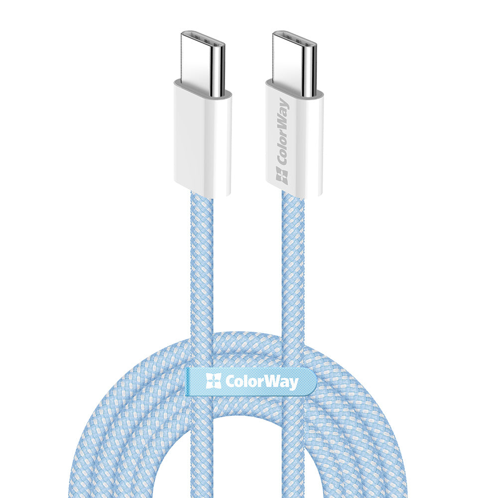 Cabo de Dados e Carregamento USB-C - USB-C ColorWay CW-CBPDCC061, 60W, 1m, Azul
