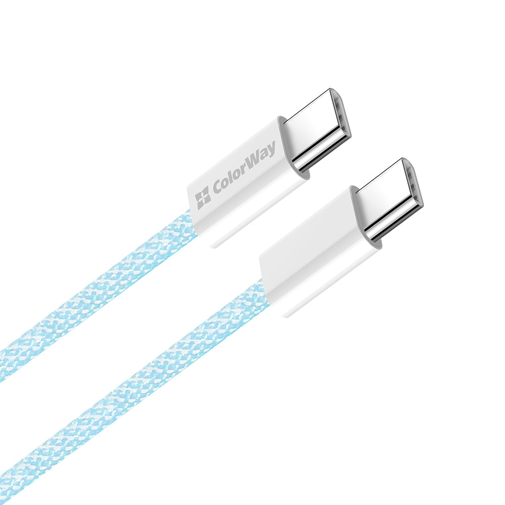 Cabo de Dados e Carregamento USB-C - USB-C ColorWay CW-CBPDCC061, 60W, 1m, Azul