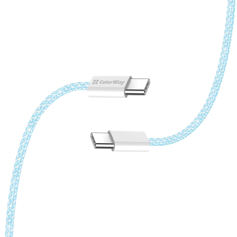 Cabo de Dados e Carregamento USB-C - USB-C ColorWay CW-CBPDCC061, 60W, 1m, Azul
