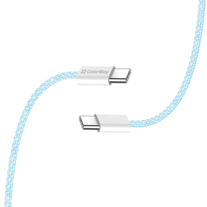 Cabo de Dados e Carregamento USB-C - USB-C ColorWay CW-CBPDCC061, 60W, 1m, Azul