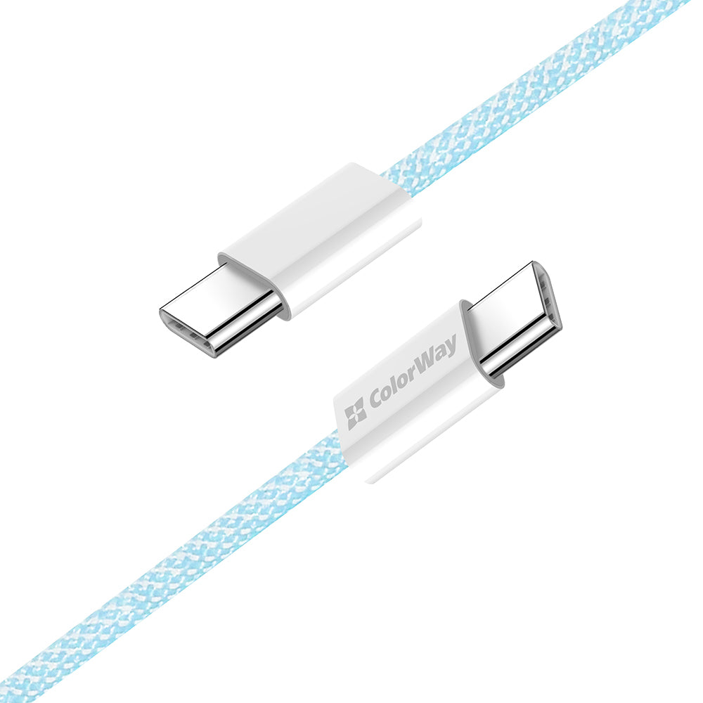 Cabo de Dados e Carregamento USB-C - USB-C ColorWay CW-CBPDCC061, 60W, 1m, Azul