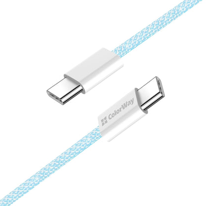 Cabo de Dados e Carregamento USB-C - USB-C ColorWay CW-CBPDCC061, 60W, 1m, Azul