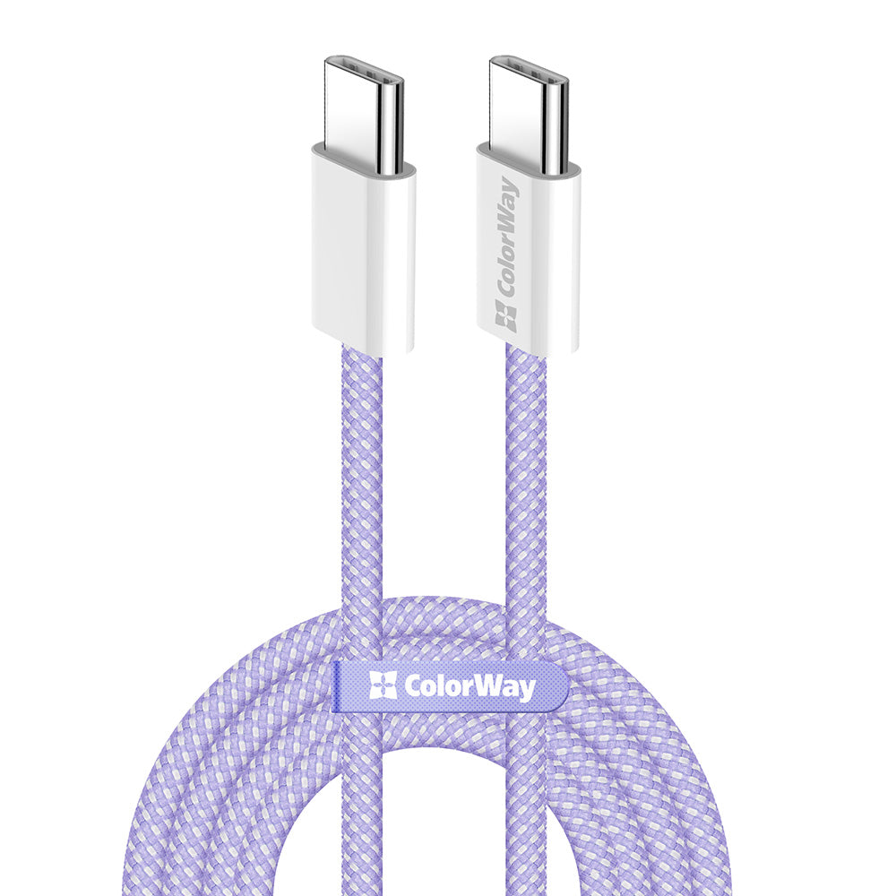 Cabo de Dados e Carregamento USB-C - USB-C ColorWay CW-CBPDCC061, 60W, 1m, Roxo