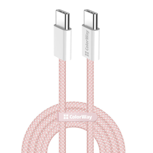 Cabo de Dados e Carregamento USB-C - USB-C ColorWay CW-CBPDCC061, 60W, 1m, Rosa