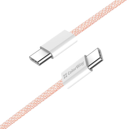 Cabo de Dados e Carregamento USB-C - USB-C ColorWay CW-CBPDCC061, 60W, 1m, Rosa