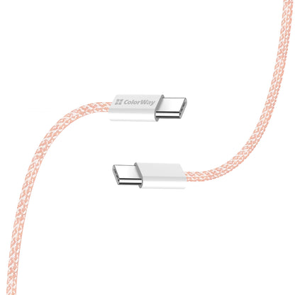 Cabo de Dados e Carregamento USB-C - USB-C ColorWay CW-CBPDCC061, 60W, 1m, Rosa