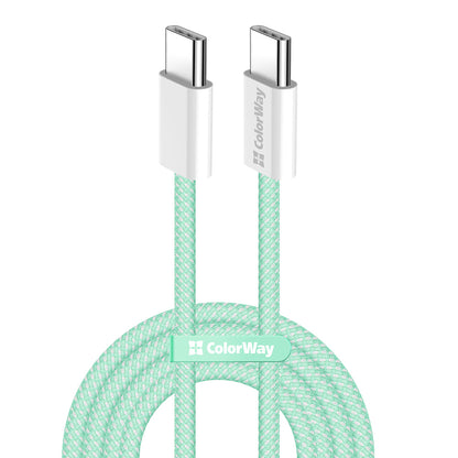 Cabo de Dados e Carregamento USB-C - USB-C ColorWay CW-CBPDCC061, 60W, 1m, Verde