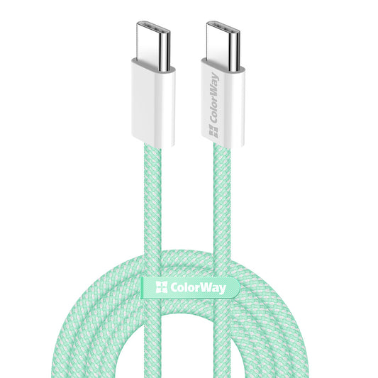 Cabo de Dados e Carregamento USB-C - USB-C ColorWay CW-CBPDCC061, 60W, 1m, Verde