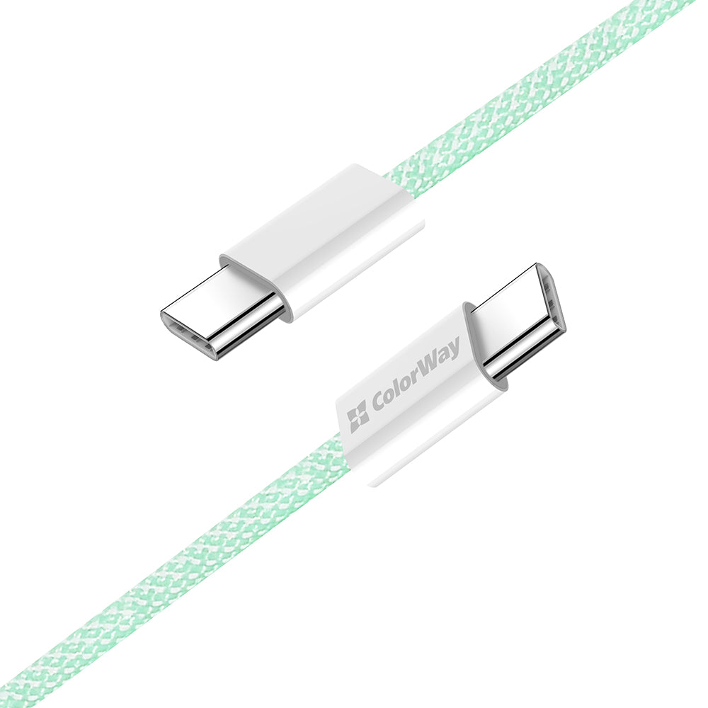 Cabo de Dados e Carregamento USB-C - USB-C ColorWay CW-CBPDCC061, 60W, 1m, Verde