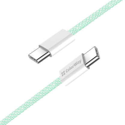 Cabo de Dados e Carregamento USB-C - USB-C ColorWay CW-CBPDCC061, 60W, 1m, Verde